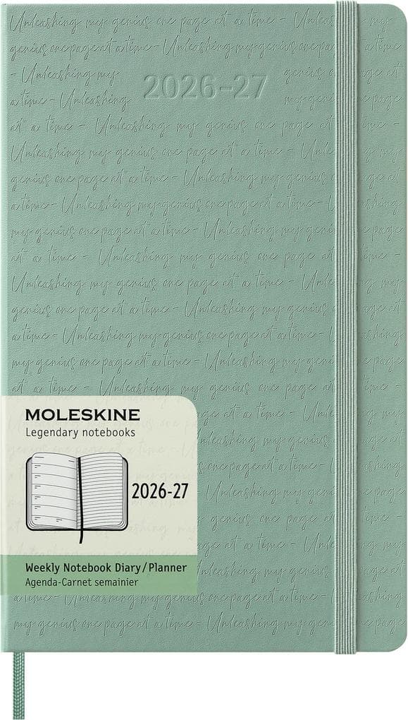 Moleskine 18 Monate Wochen Notizkalender 2026/2027, L/A5, 1 Wo = 1 Seite, rechts linierte Seite, fester Einband, Salbeigrün