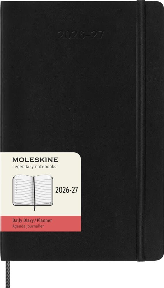 Moleskine 18 Monate Tagesnotizkalender 2026/2027, L/A5, 1 Tag = 1 Seite, Weicher Einband, Schwarz