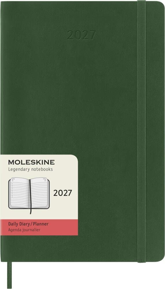Moleskine 12 Monate Tageskalender 2027, Large/A5, 1 Tag = 1 Seite, Weicher Einband, Myrtengrün