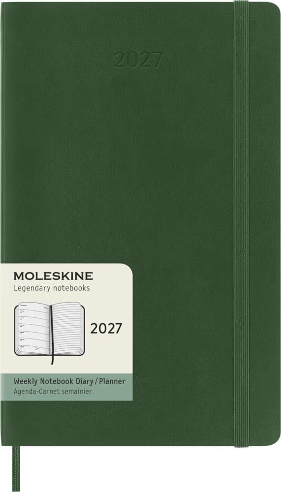 Moleskine 12 Monate Wochen Notizkalender 2027, Large/A5, 1 Wo = 1 Seite, rechts linierte Seite, Weicher Einband, Myrtengrün