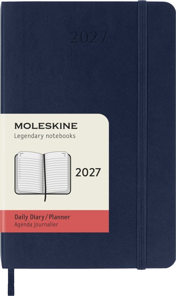 Moleskine 12 Monate Tageskalender 2027, Pocket/A6, 1 Tag = 1 Seite, Weicher Einband, Saphir
