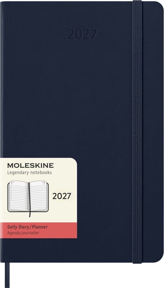 Moleskine 12 Monate Tageskalender 2027, Large/A5, 1 Tag = 1 Seite, Fester Einband, Saphir