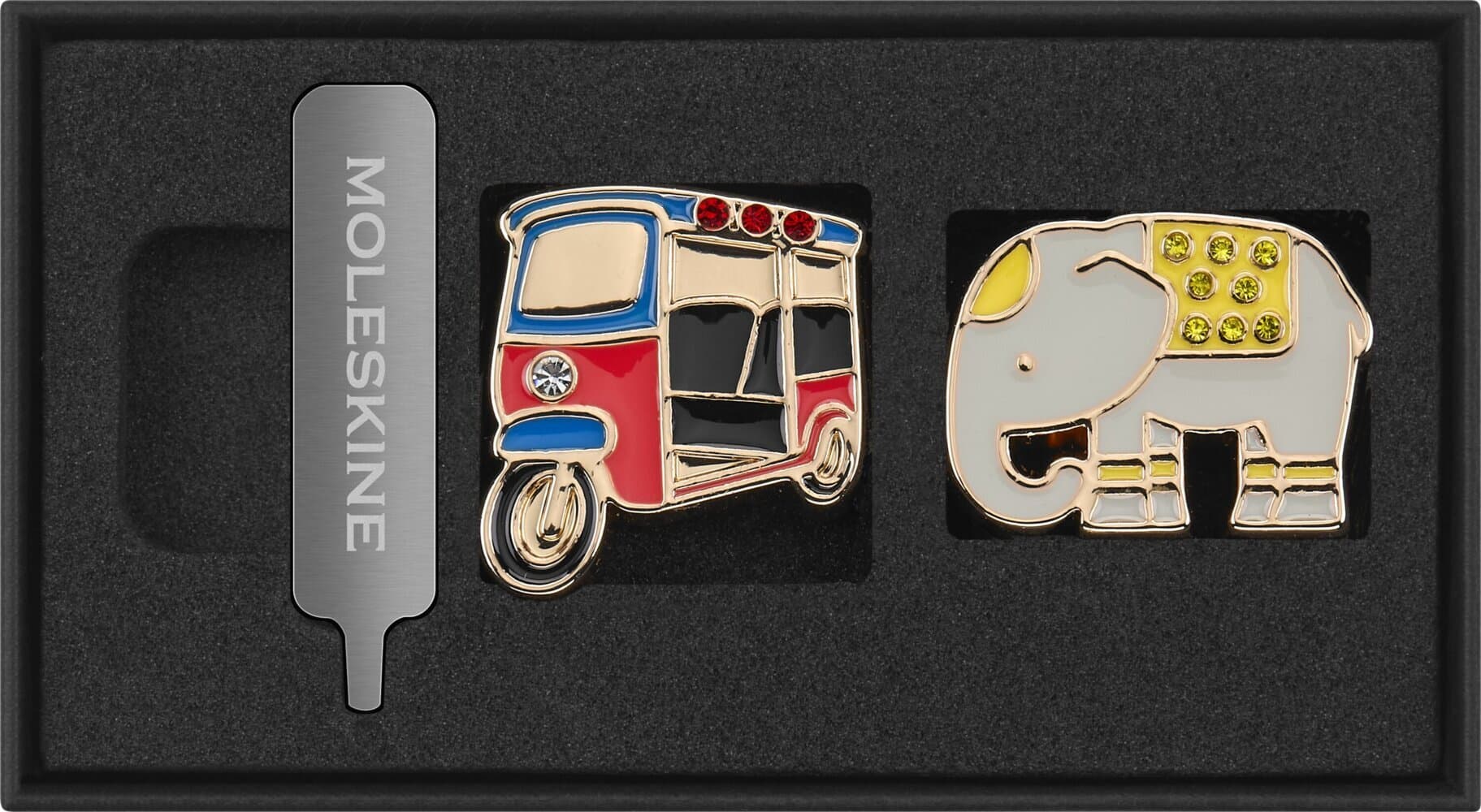 Moleskine Country Pins Thailand (2er-Set), Tuk-Tuk+ Elefant