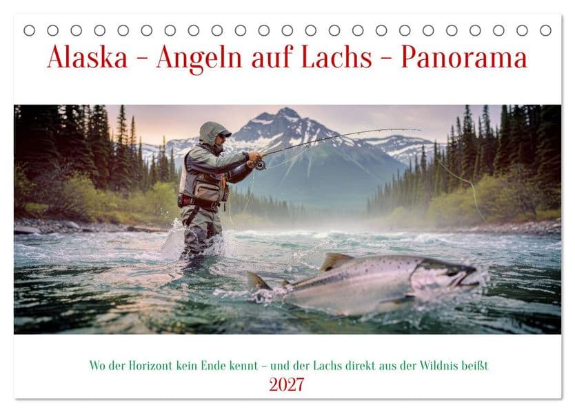 Alaska - Angeln auf Lachs - Panorama (Tischkalender 2027 DIN A5 quer), CALVENDO Monatskalender