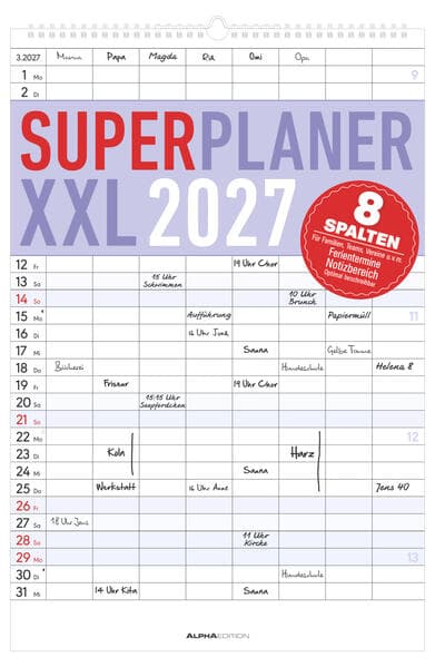 Superplaner XXL 8 Spalten 2027