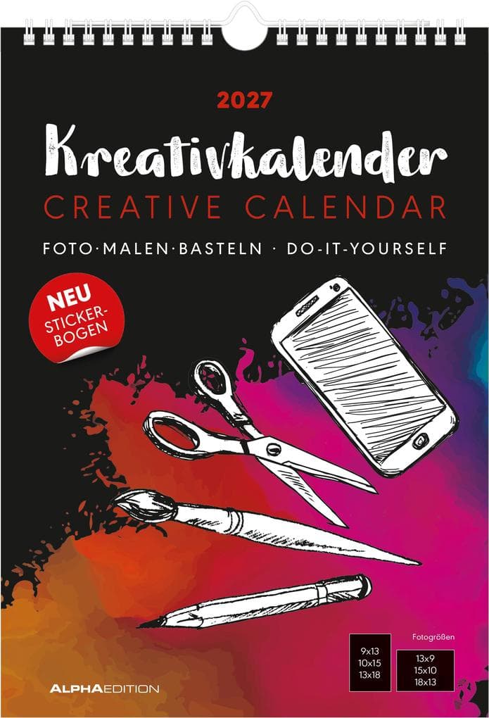 Kreativkalender A4 schwarz 2027