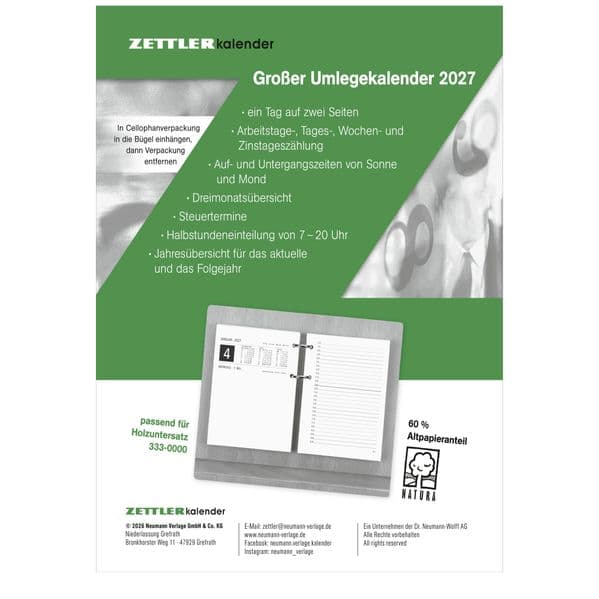 Umlegkalender 1T/2S 10,5x14,2 2027