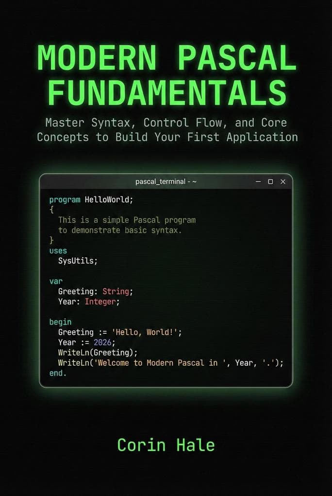 Modern Pascal Fundamentals: Master Syntax, Control Flow, and Core Concepts to Build Your First Application (Practical Systems Programming with Pascal, #1)