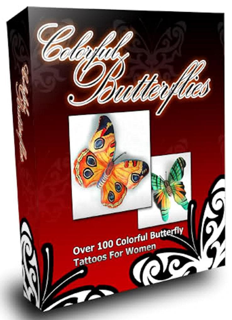 Farbige Schmetterlinge Tattoos. Über 100 farbige Schmetterlings Tattoos für Frauen.