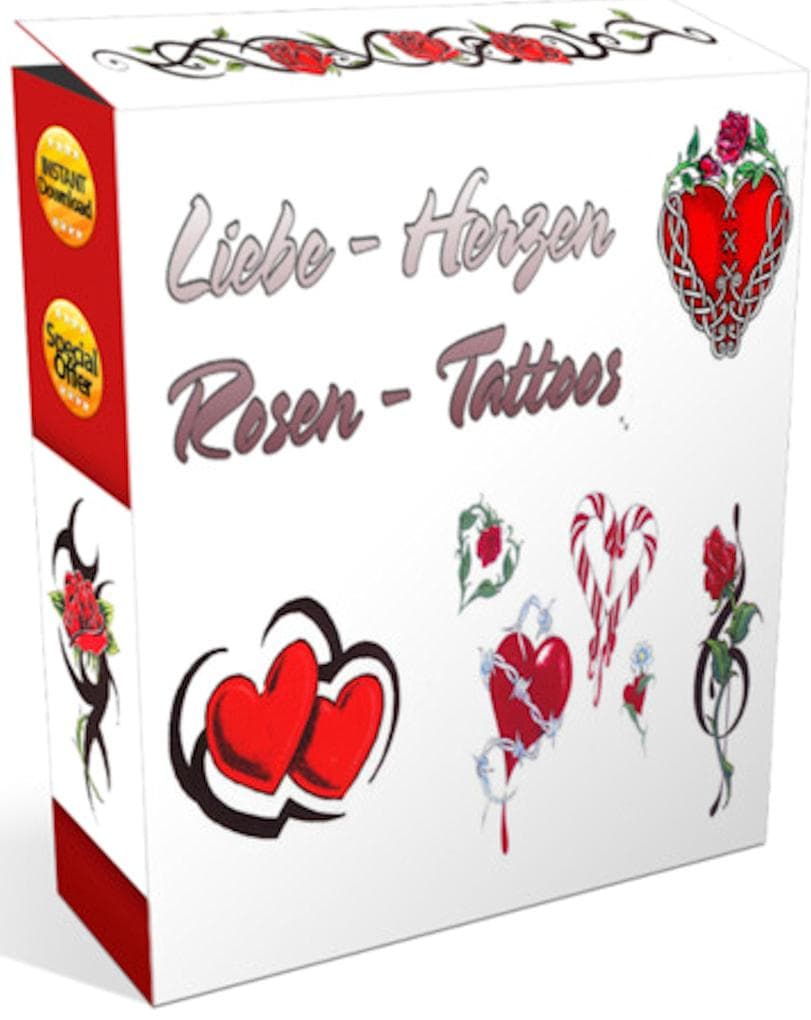 Liebe - Herzen - Rosen Tattoo Vorlagen: Große Auswahl an Tattoo Design Vorlagen mit dem Motiv Liebe - Herzen - Rosen.