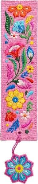 Buchverliebt Lesezeichen bestickt "Blumenliebe rosé"