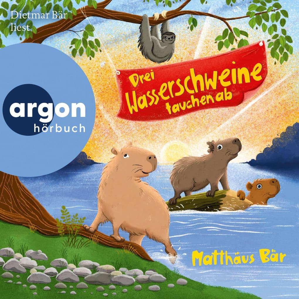 Drei Wasserschweine tauchen ab