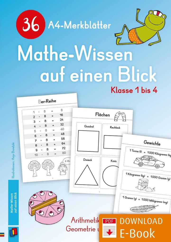 36 A4-Merkblätter Mathe-Wissen auf einen Blick - Klasse 1 bis 4