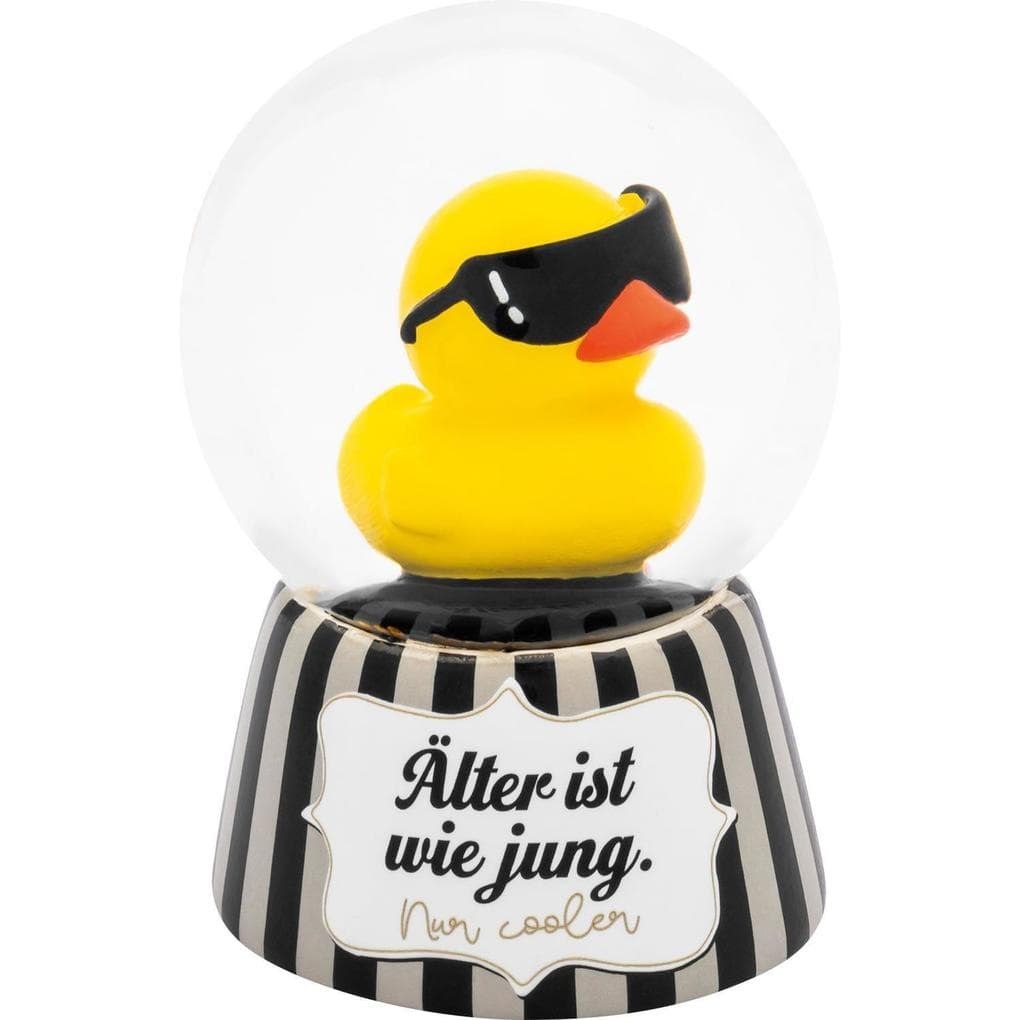 Sheepworld Traumkugel mit Motiv Ente und Spruch "Älter"
