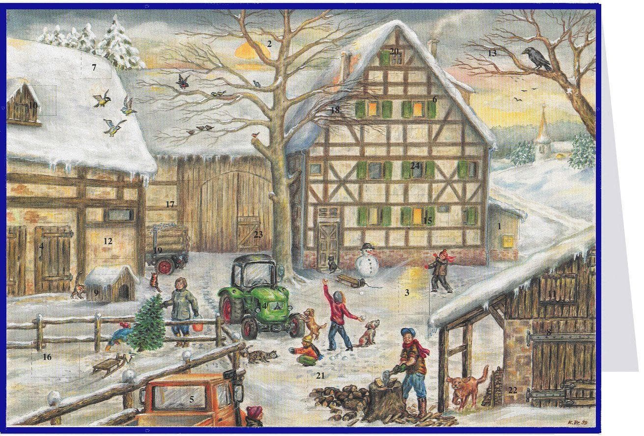 Postkarten-Adventskalender "Winter auf dem Bauernhof"