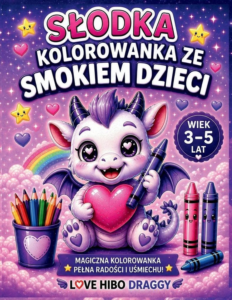 SODKA KOLOROWANKA ZE SMOKIEM DZIECI LOVE HIBO DRAGGY