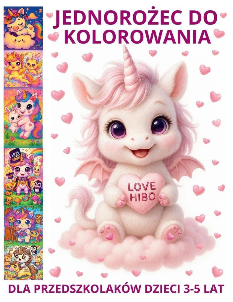 JEDNOROEC DO KOLOROWANIA DZIECI 3-5 LAT LOVE HIBO UNY