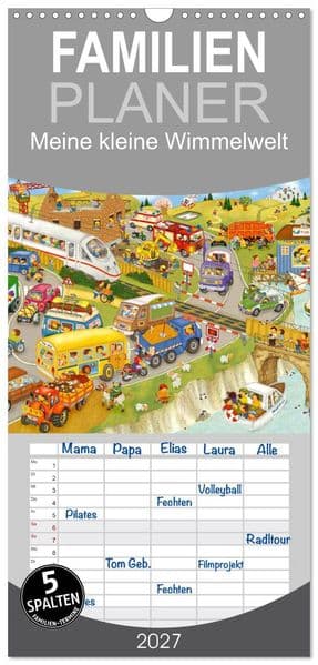 Familienplaner 2027 - Meine kleine Wimmelwelt mit 5 Spalten (Wandkalender, 21 x 45 cm) CALVENDO