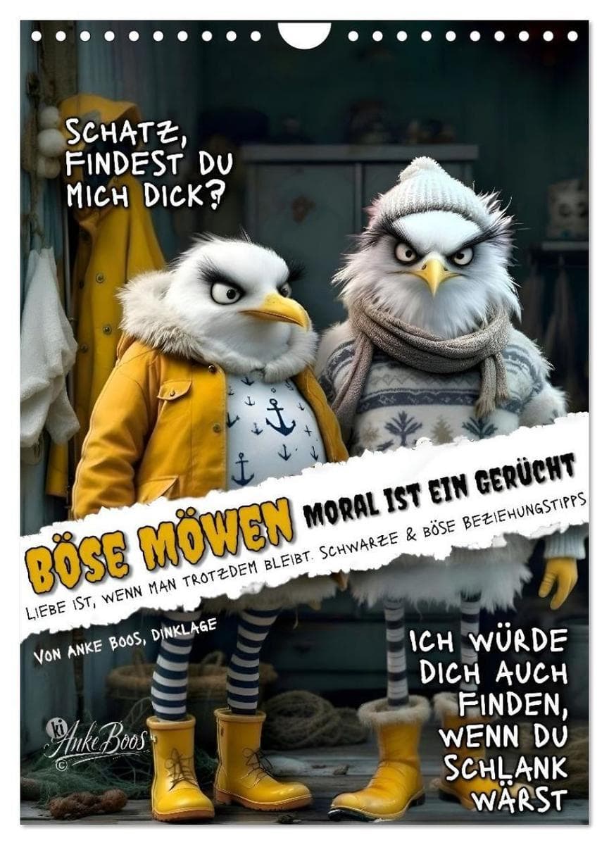 Böse Möwen - Moral ist ein Gerücht (Wandkalender 2027 DIN A4 hoch), CALVENDO Monatskalender