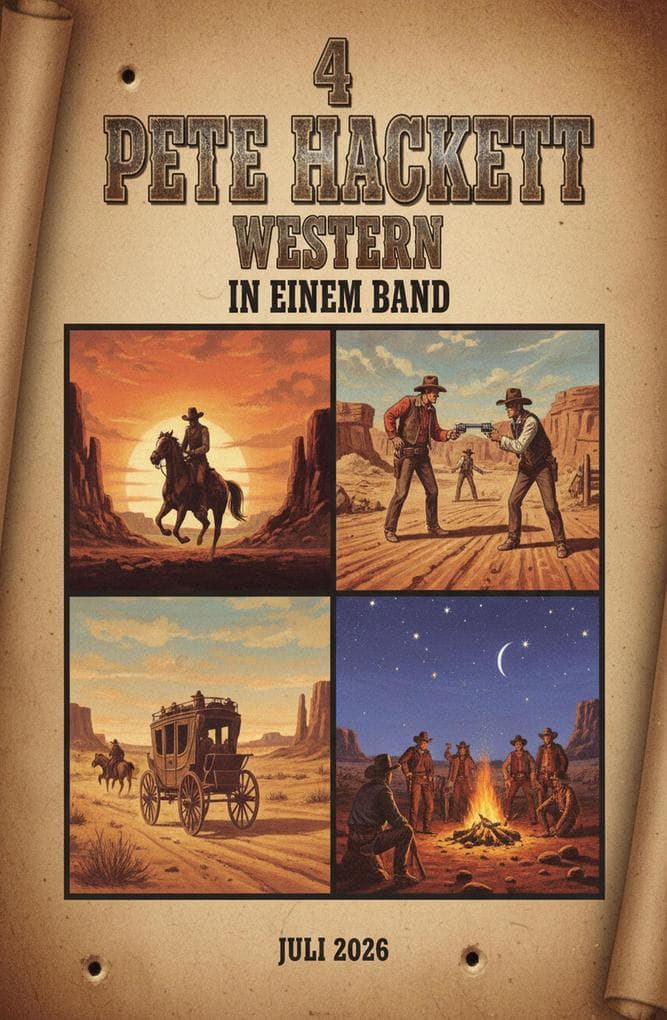 4 Pete Hackett Western in einem Band Juli 2026