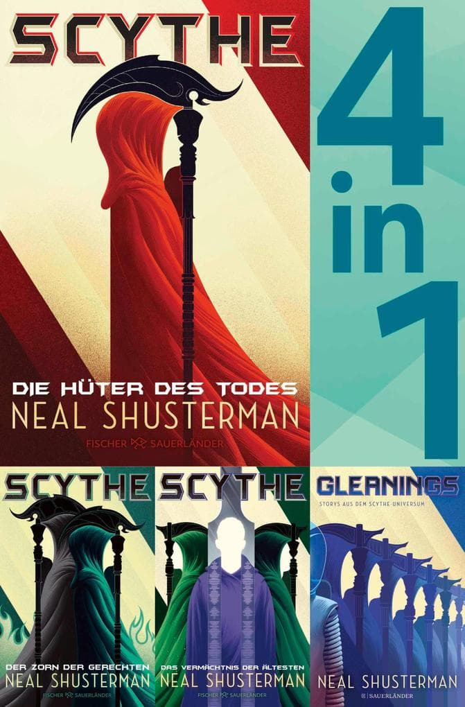 Scythe Band 1-3 & Gleanings in einem Bundle: Die Hüter des Todes / Der Zorn der Gerechten / Das Vermächtnis der Ältesten / Storys aus dem Scythe-Universum