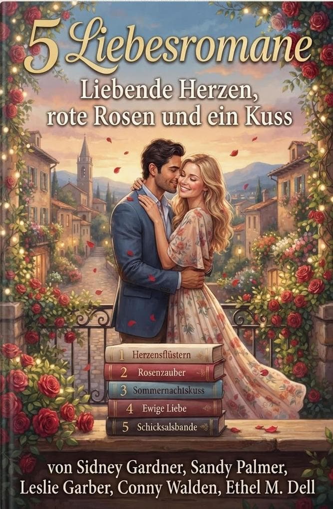 5 Liebesromane: Liebende Herzen, rote Rosen und ein Kuss