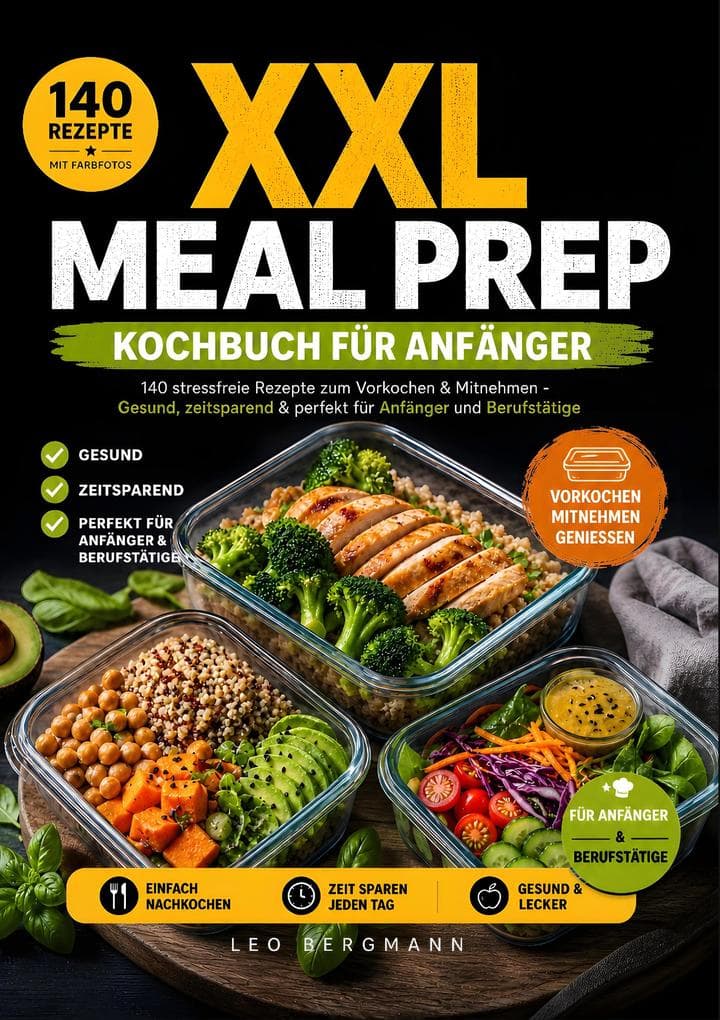 XXL Meal Prep Kochbuch für Anfänger: 140 stressfreie Rezepte zum Vorkochen & Mitnehmen