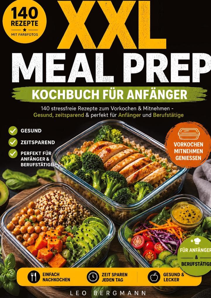 XXL Meal Prep Kochbuch für Anfänger: 140 stressfreie Rezepte zum Vorkochen & Mitnehmen