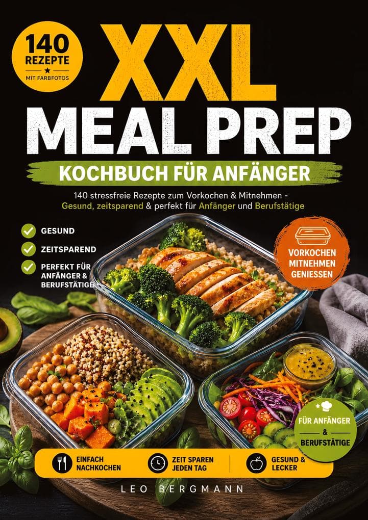 XXL Meal Prep Kochbuch für Anfänger: 140 stressfreie Rezepte zum Vorkochen & Mitnehmen