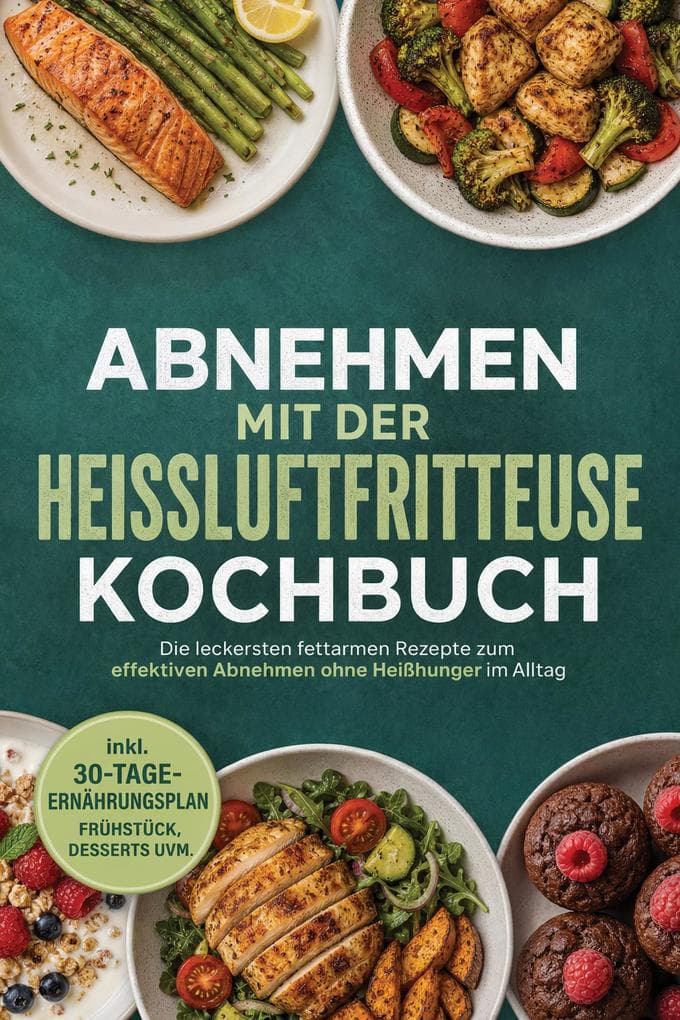 Abnehmen mit der Heißluftfritteuse Kochbuch: Die leckersten fettarmen Rezepte zum effektiven Abnehmen ohne Heißhunger im Alltag - inkl. 30-Tage-Ernährungsplan, Frühstück, Desserts uvm.
