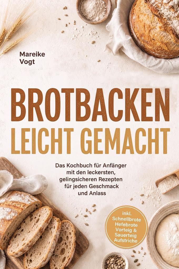 Brotbacken leicht gemacht: Das Kochbuch für Anfänger mit den leckersten, gelingsicheren Rezepten für jeden Geschmack und Anlass - inkl. Schnellbrote, Hefebrote, Vorteig & Sauerteig, Aufstriche