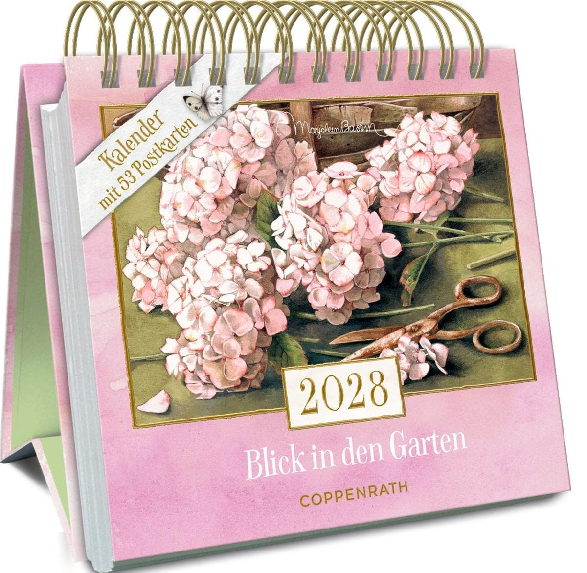 Kalender mit 53 Postkarten 2028 - Blick in den Garten
