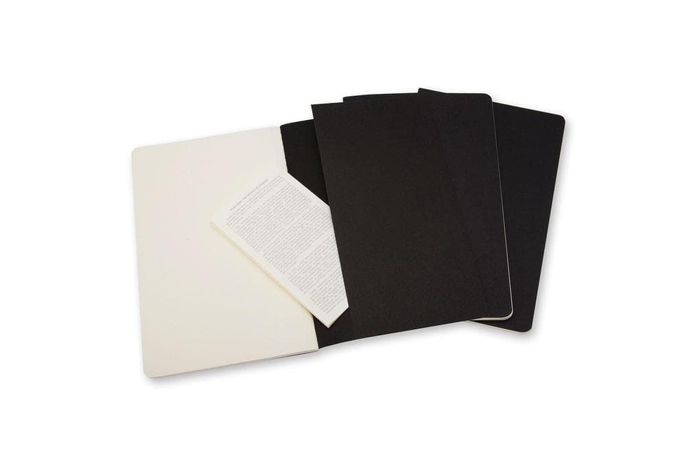 Moleskine Cahier, L/A5, 3er Set, Blanko, Kartoneinband, Schwarz