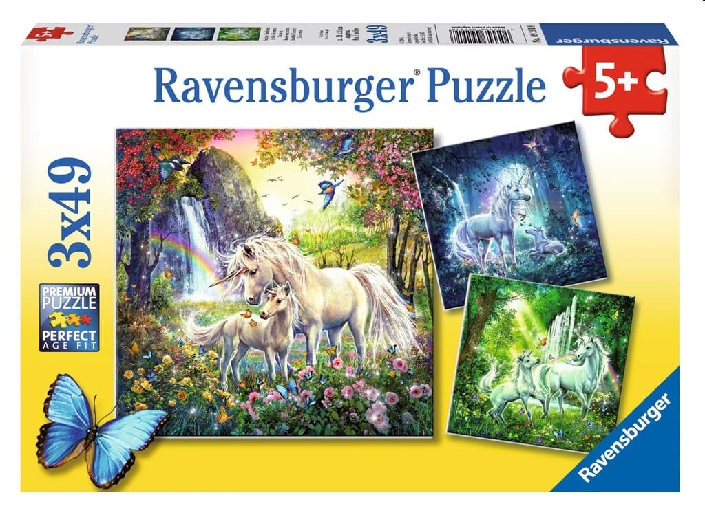 Schöne Einhörner. Puzzle 3 X 49 Teile