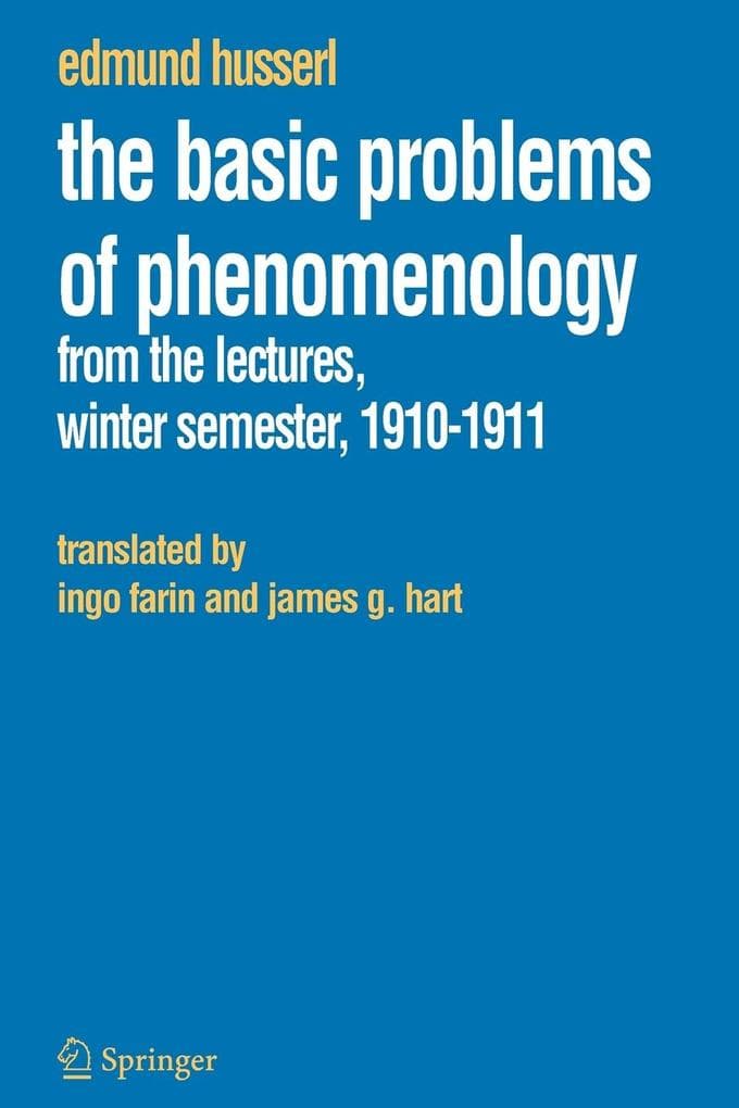 The Basic Problems of Phenomenology