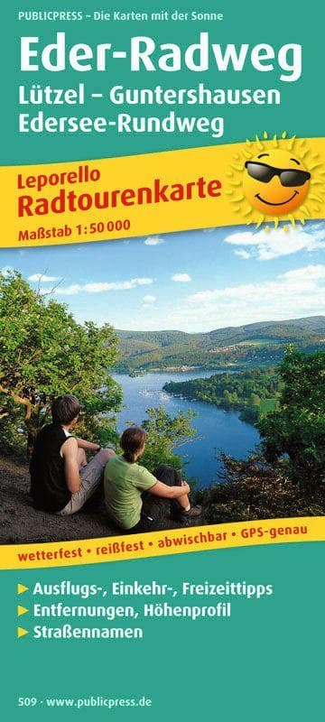 Radtourenkarte Eder-Radweg, Edersee-Rundweg 1 : 50 000