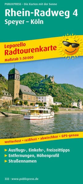 Radtourenkarte Rhein-Radweg 04. Speyer - Köln 1 : 50 000