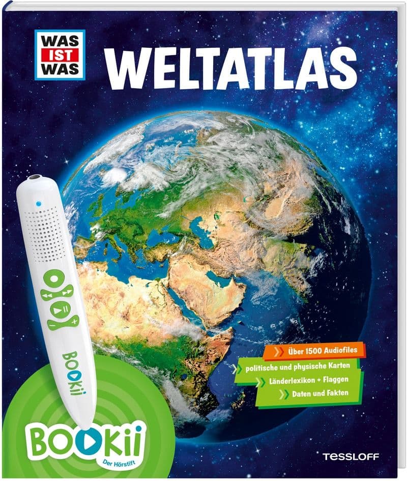 BOOKii® WAS IST WAS Weltatlas: Über 1800 Hörerlebnisse und mehr als 80 Karten, Länderlexikon mit Flaggen und Register
