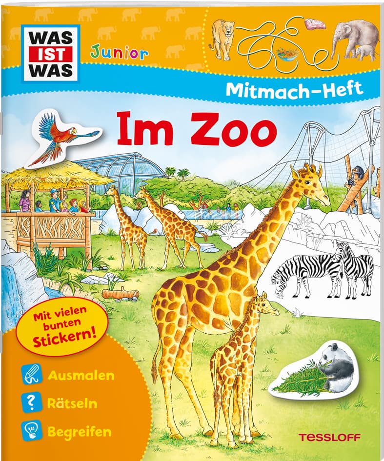WAS IST WAS Junior Mitmach-Heft Zoo: Spiele, Rätsel, Sticker