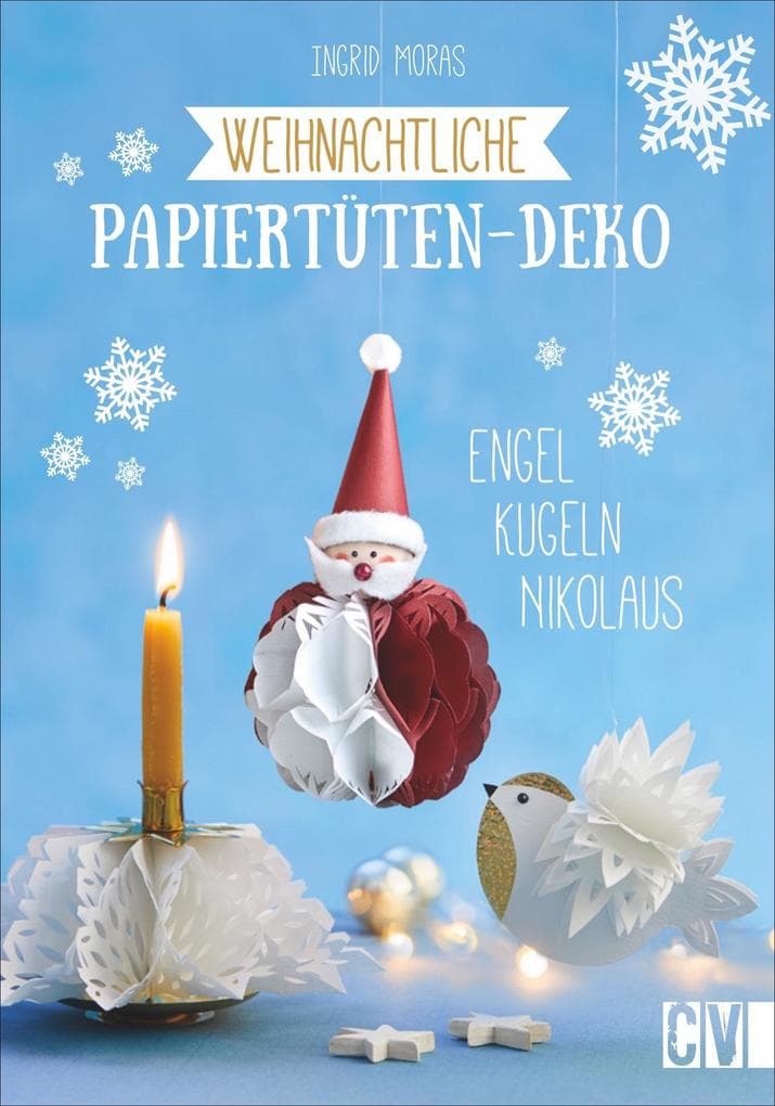 Weihnachtliche Papiertüten-Deko: Engel, Kugeln, Nikolaus