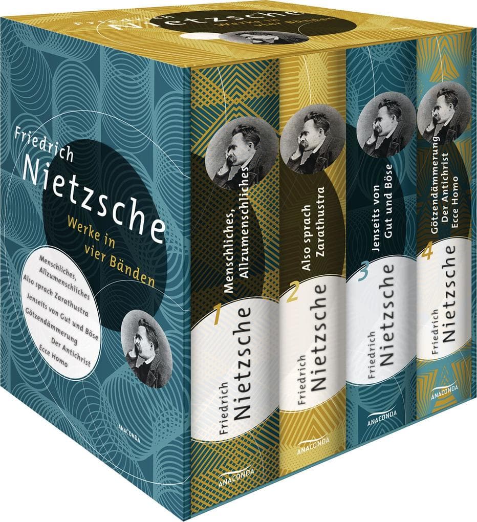 Friedrich Nietzsche, Werke in vier Bänden (Menschliches, Allzu Menschliches - Also sprach Zarathustra - Jenseits von Gut und Böse - Götzendämmerung/Der Antichrist/Ecce Homo) (4 Bände im Schuber): Menschliches, Allzumenschliches; Also sprach Zarathustra; Jenseits von Gut und Böse; Götzendämmerung, Der Antichrist, Ecce Homo