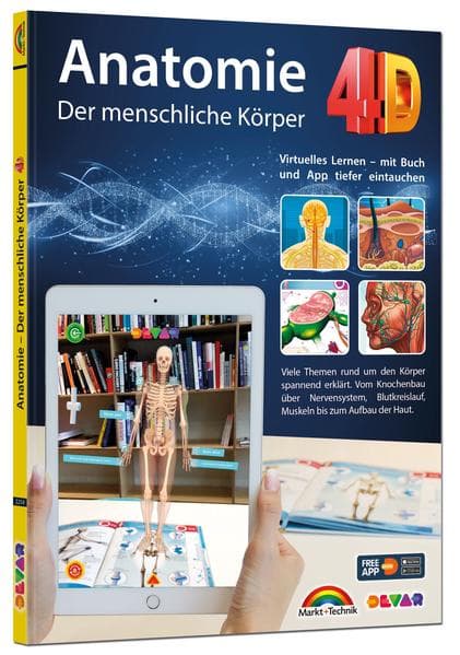 Anatomie 4D - der menschliche Körper mit APP zum virtuellen Rundgang: Virtuelles Lernen - mit Buch und App tiefer eintauchen. Viele Themen rund um den Körper spannend erklärt. Vom Knochenbau über Nervensystem, Blutkreislauf, Muskeln bis zum Aufbau der Haut