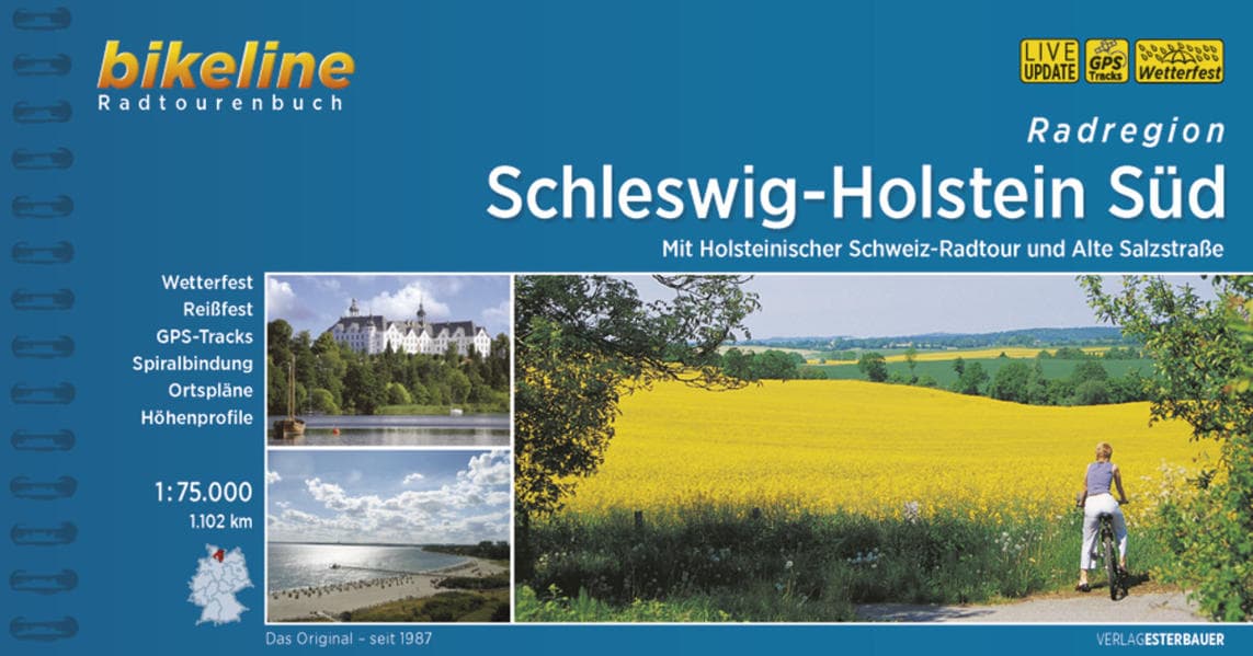 Radregion Schleswig-Holstein-Süd: Mit Holsteinischer Schweiz-Radtour und Alte Salzstraße. 1.102 km, wetterfest/reißfest, GPS-Tracks Download, LiveUpdate