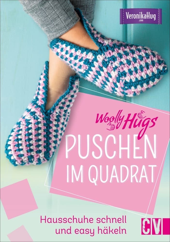 Woolly Hugs Puschen im Quadrat: Hausschuhe schnell und easy häkeln
