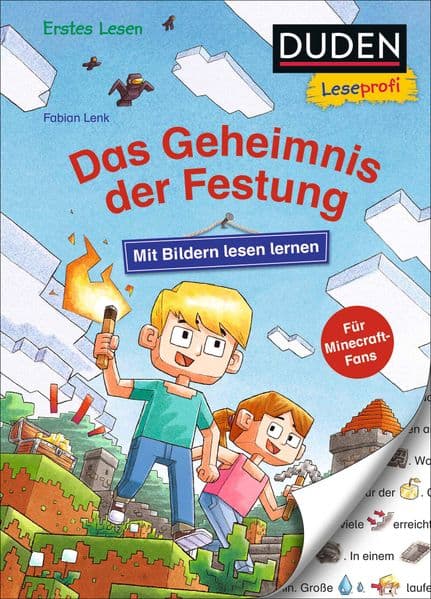 Duden Leseprofi - Mit Bildern lesen lernen: Das Geheimnis der Festung: Kinderbuch zum Lesenlernen ab 4 Jahren. Für Minecraft-Fans