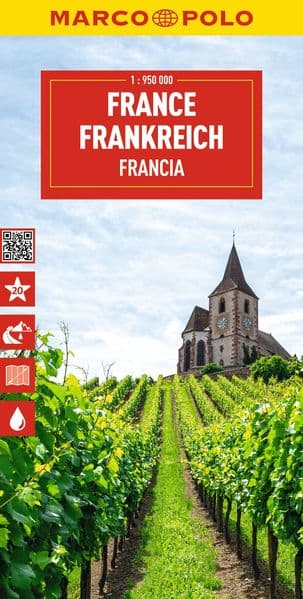 MARCO POLO Reisekarte Frankreich 1:950.000: Straßenkarte und Autokarte mit sehenswerten Strecken, Highlights und digitaler Erweiterung