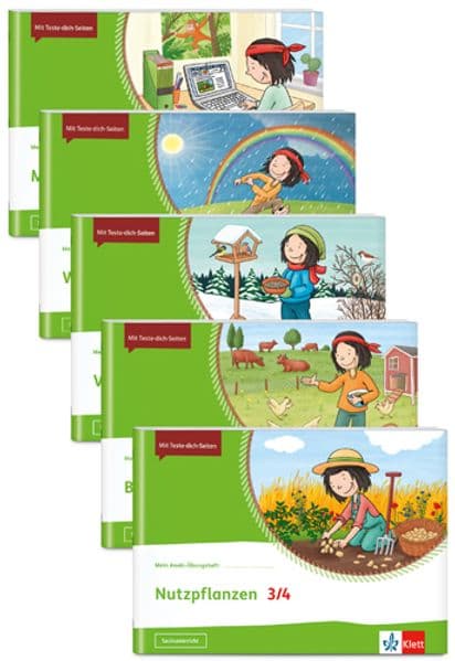 Mein Anoki-Übungsheft - Paket Sachunterricht 3/4: 5 Hefte im Paket: Nutzpflanzen | Wald | Vögel | Wasser und Wetter | Medien Klasse 3/4