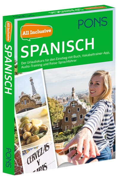 PONS All inclusive Spanisch: Der Urlaubskurs für den Einstieg mit Buch, Vokabeltrainer-App, Audio-Training und Reise-Sprachführer