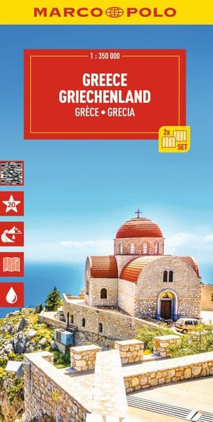 MARCO POLO Reisekarte Griechenland (2-Karten-Set) 1:350.000: Festland, Kykladen, Korfu, Sporaden - Straßenkarte und Autokarte mit sehenswerten Strecken, Highlights und digitaler Erweiterung