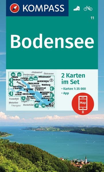 KOMPASS Wanderkarten-Set 11 Bodensee (2 Karten) 1:35.000: inklusive Karte zur offline Verwendung in der KOMPASS-App. Fahrradfahren.